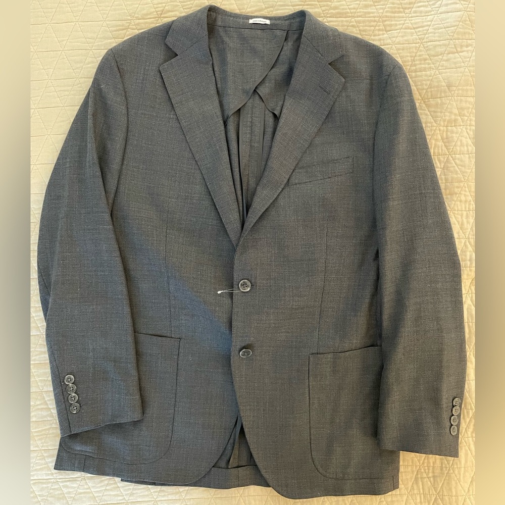 PETER MILLAR Deconstructed Hopsack Wool Patch Pocket Jacket in Gray 42 R $1295